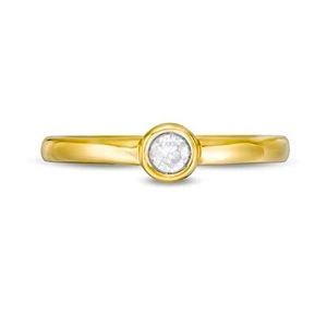 0.10 Carat TW natural diamond, dainty gold bezel solitaire ring